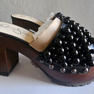 Jessica Simpson Black Beaded Mules
